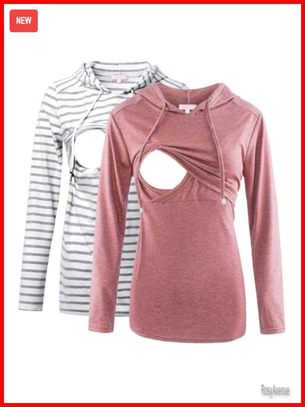 Nursing Hoodie Long Sleeve Breastfeeding Sweatshirt Double Layer Maternity Top